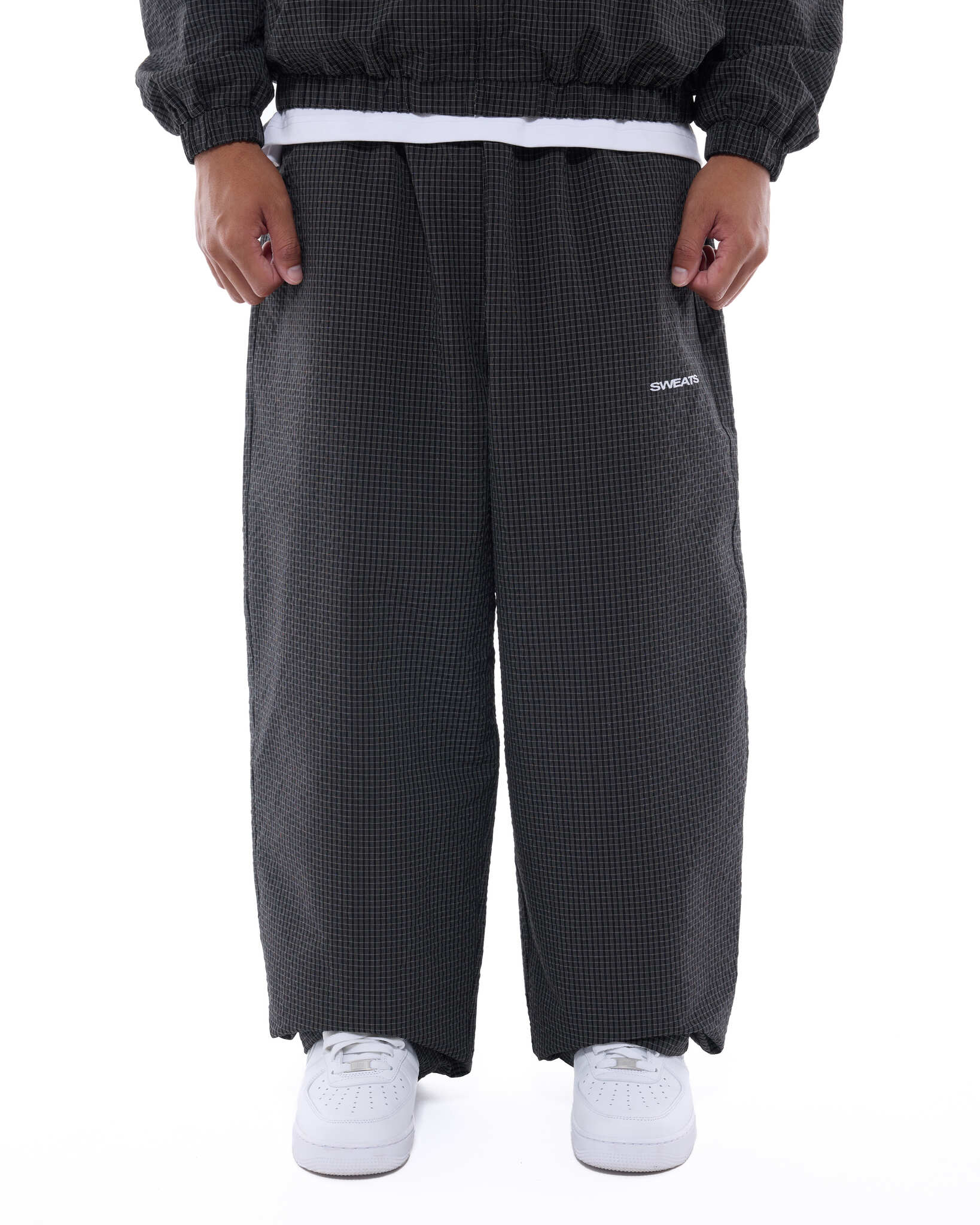 CHECKERED TRACK PANT - BLACK/WHITE