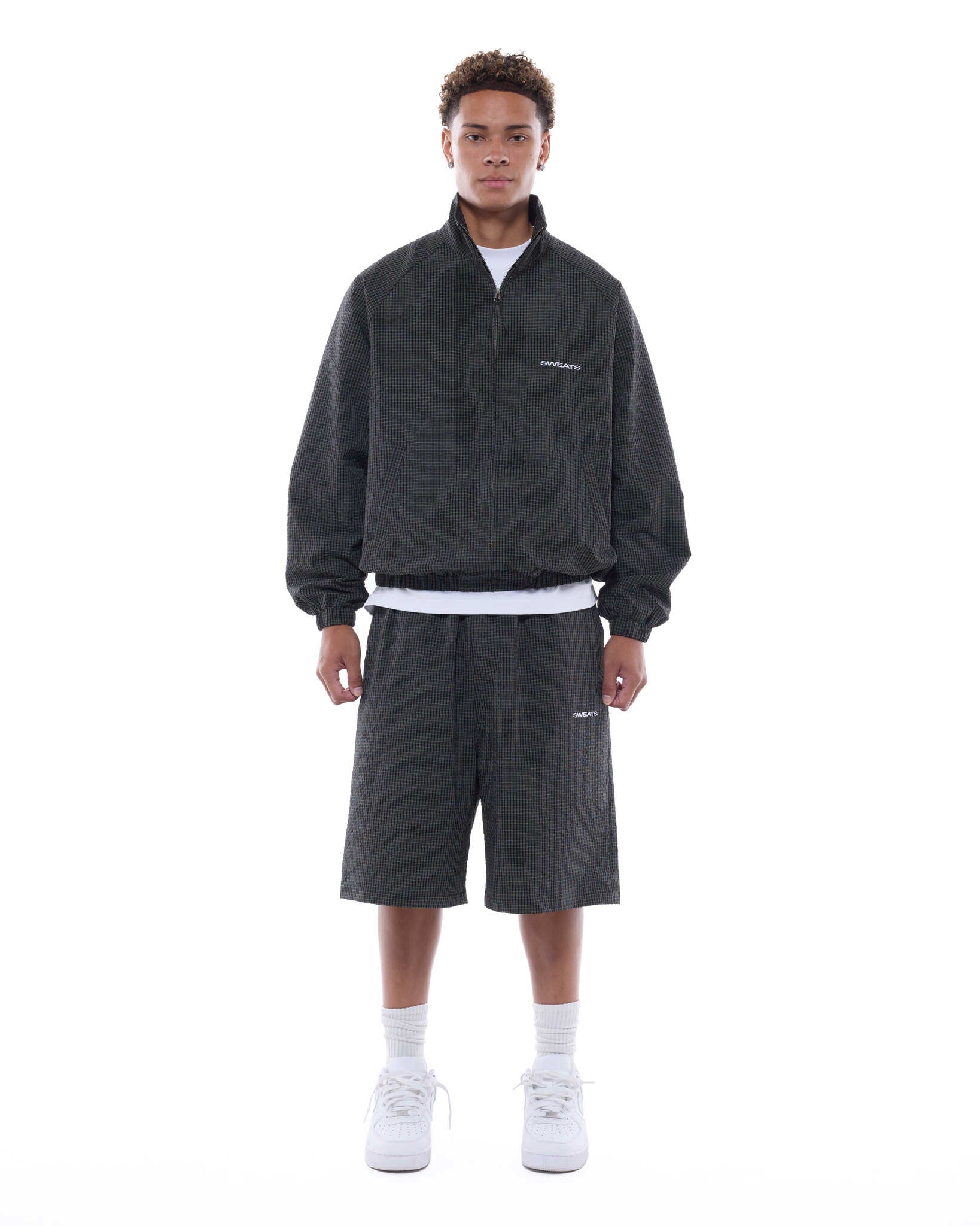 CHECKERED TRACK SHORT - BLACK/WHITE