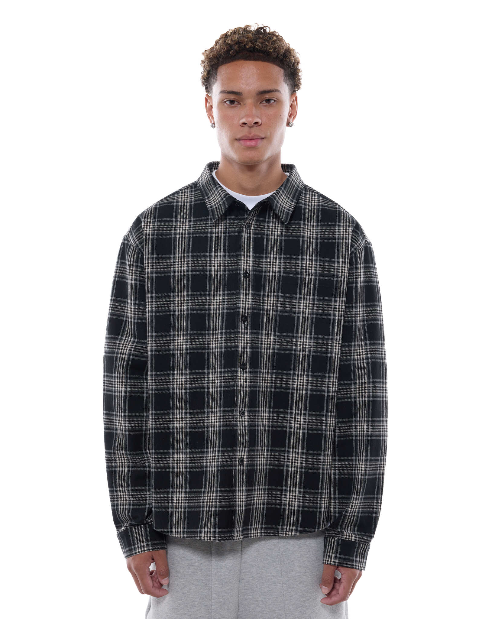 FLANNEL LS SHIRT - BLACK
