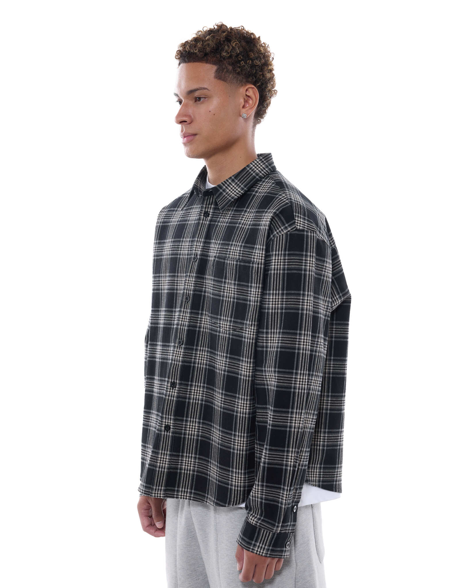 FLANNEL LS SHIRT - BLACK