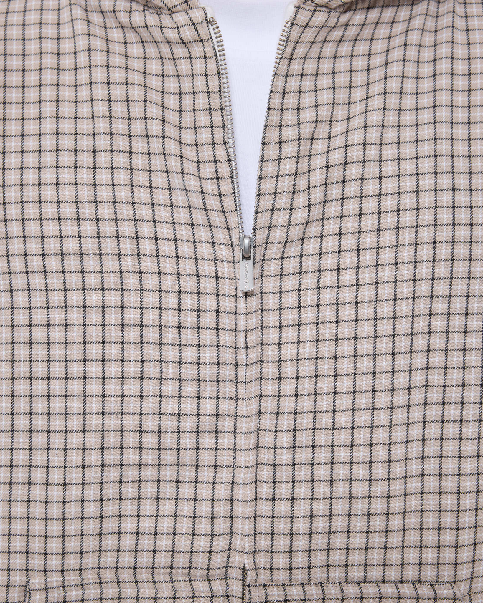 CHECKERED ZIP UP - CREAM/BLACK