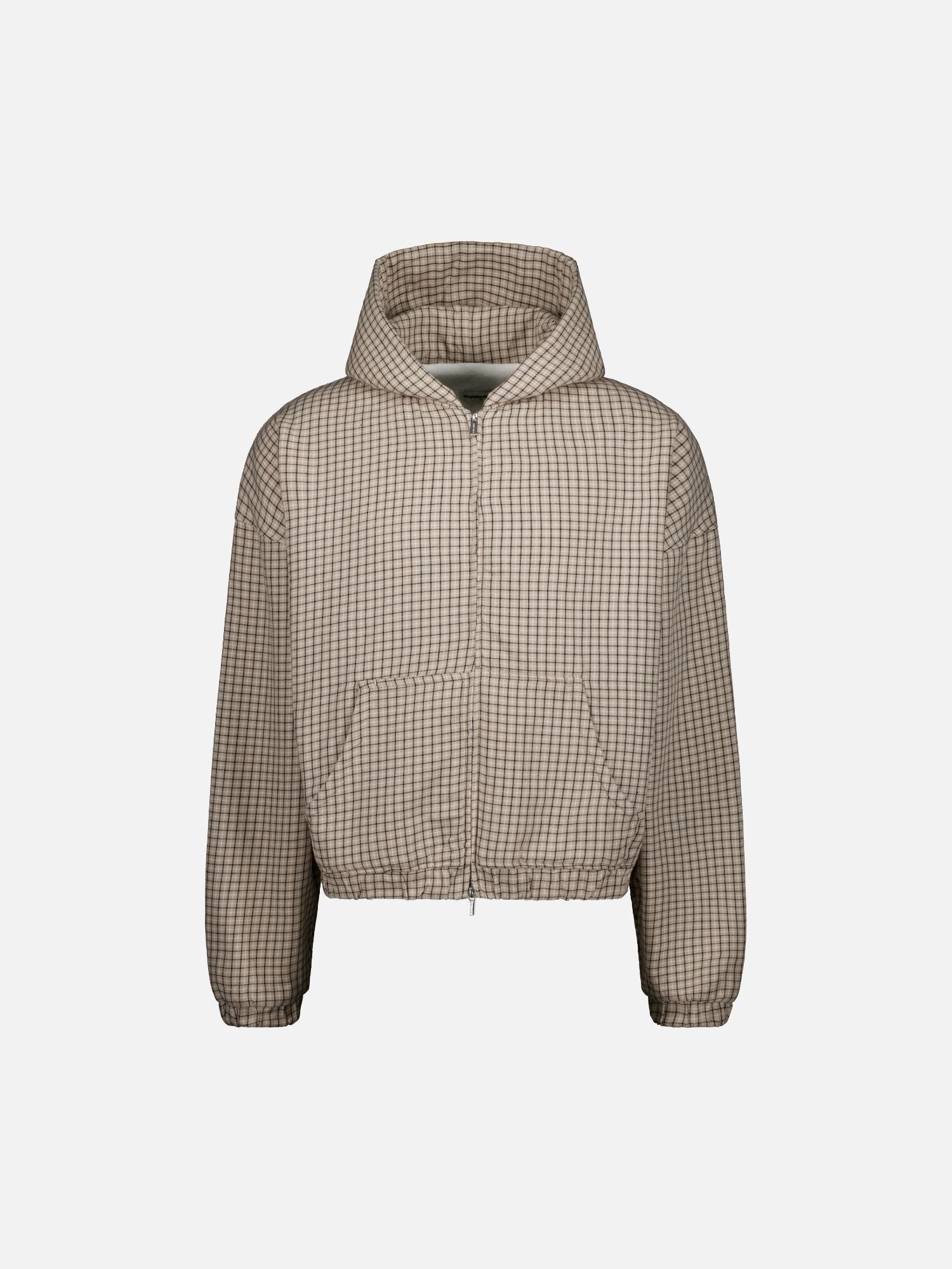 CHECKERED ZIP UP - CREAM/BLACK