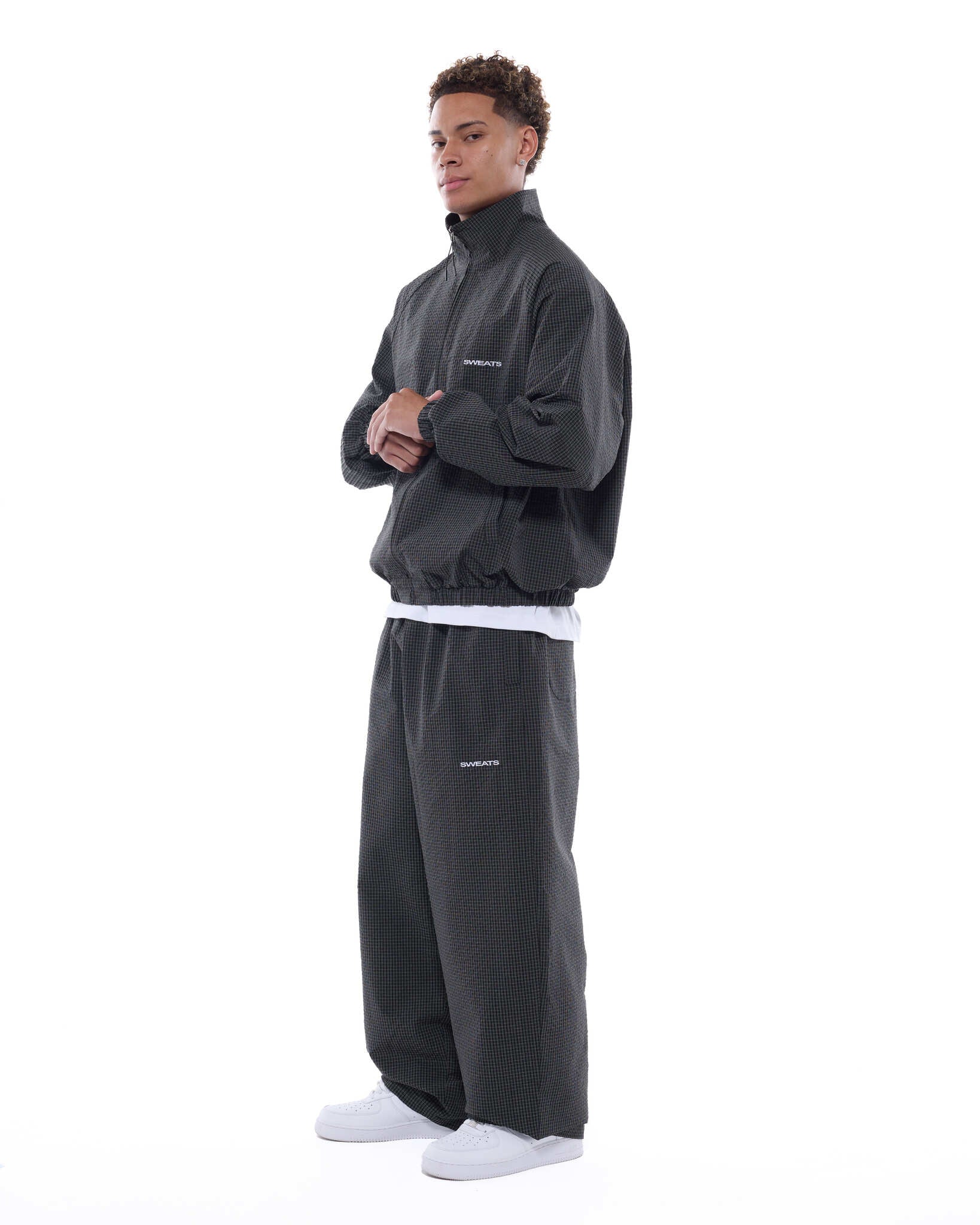 CHECKERED TRACK PANT - BLACK/WHITE