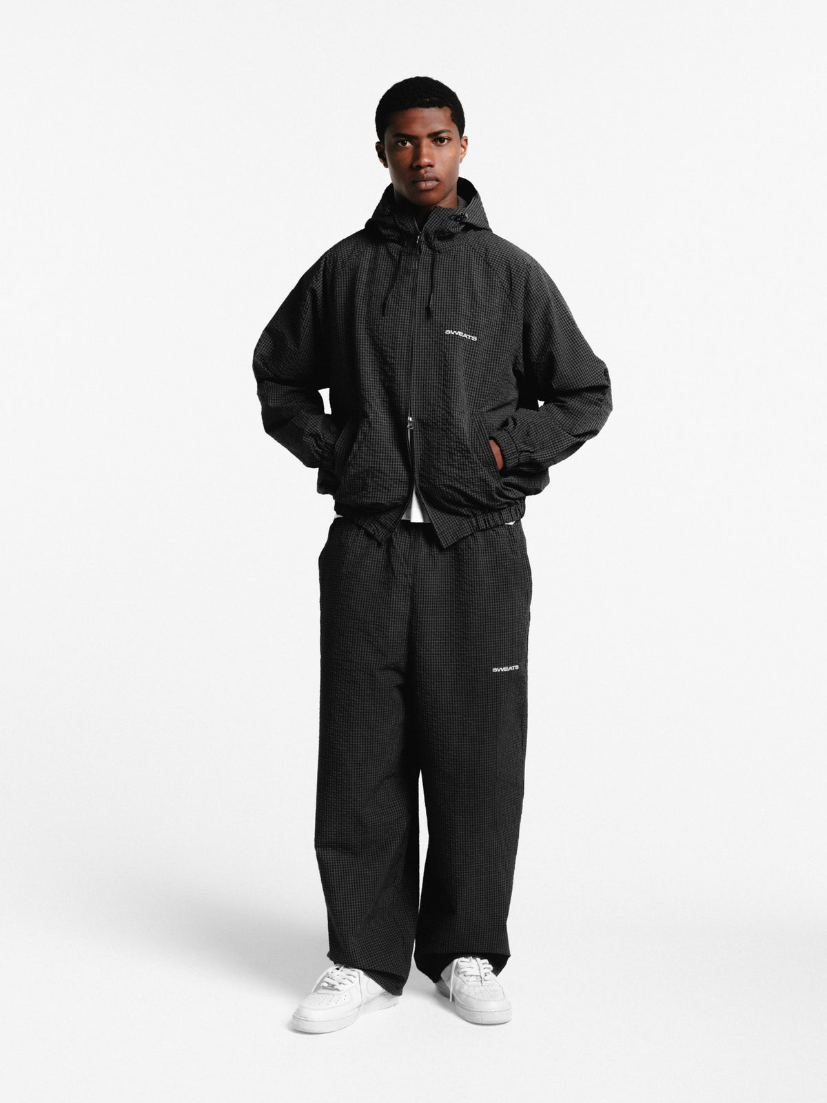CHECKERED TRACK HOOD - BLACK/WHITE