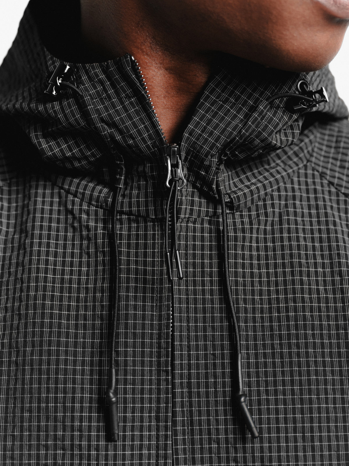 CHECKERED TRACK HOOD - BLACK/WHITE