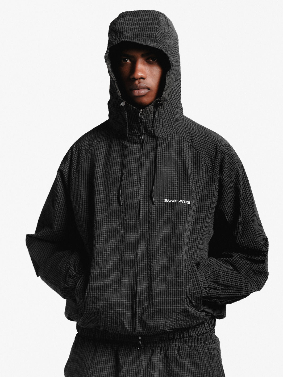 CHECKERED TRACK HOOD - BLACK/WHITE