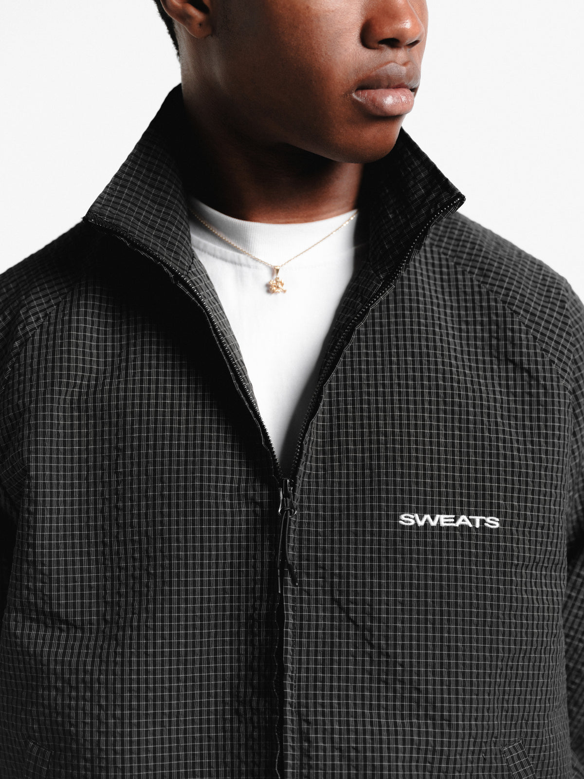 CHECKERED TRACK JACKET - BLACK/WHITE