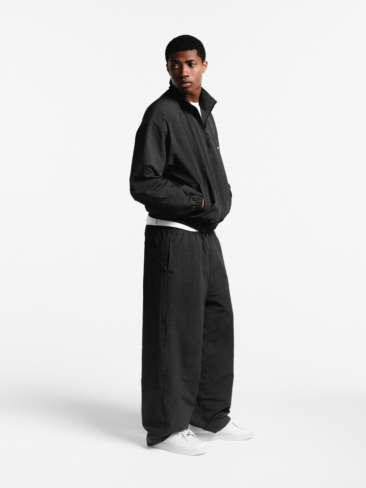 CHECKERED TRACK JACKET - BLACK/WHITE