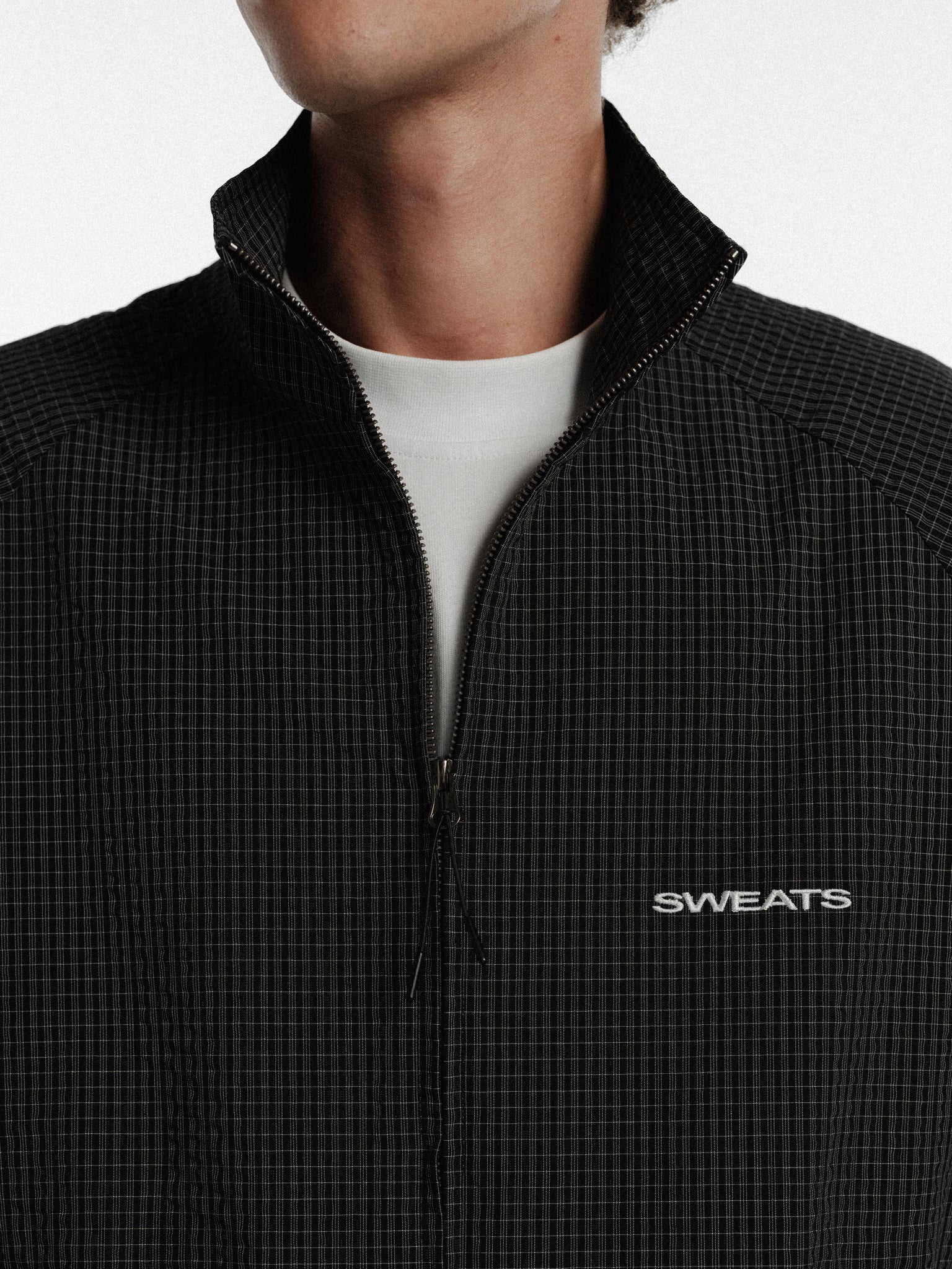 CHECKERED TRACK JACKET - BLACK/WHITE
