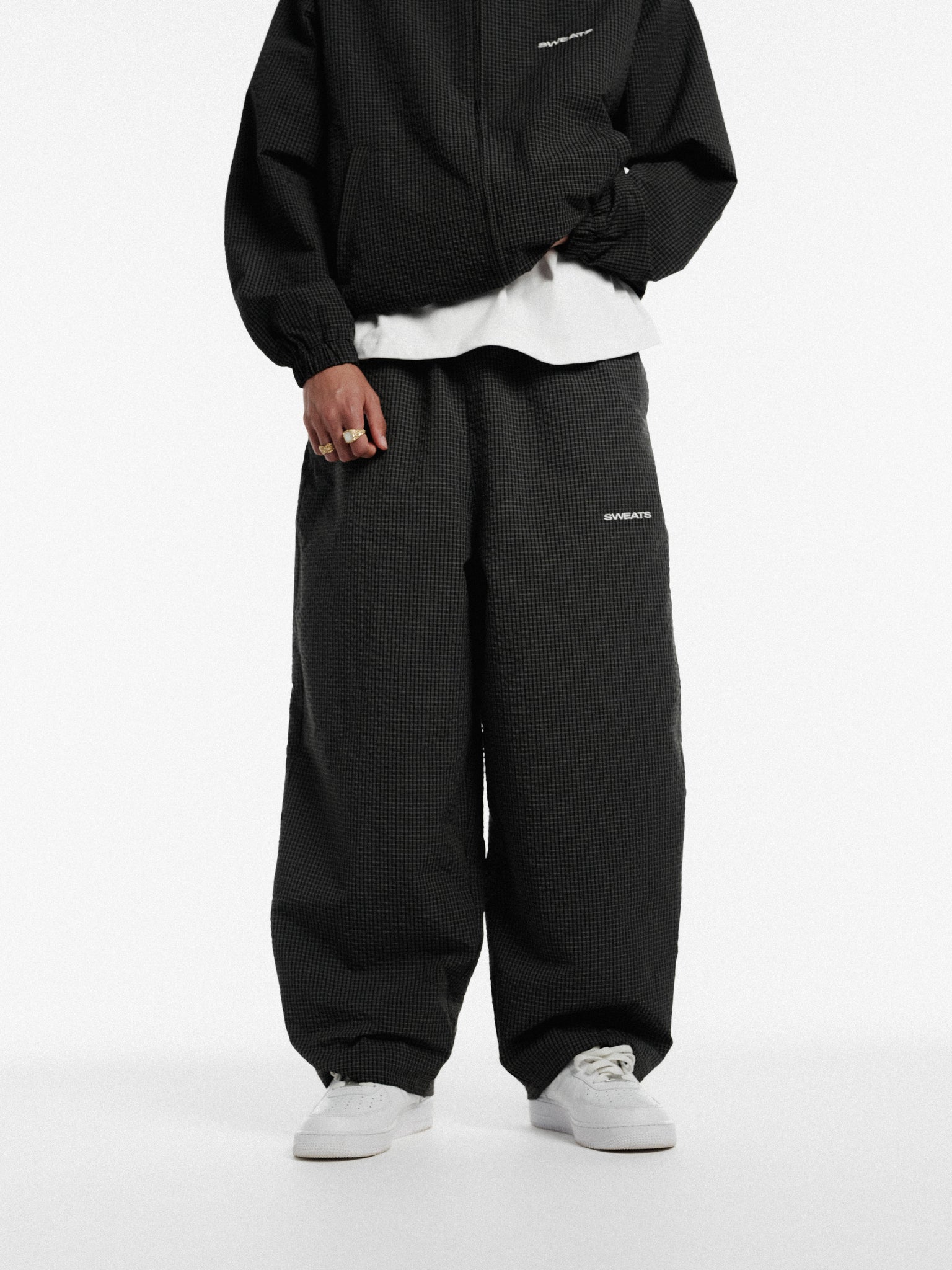 CHECKERED TRACK PANT - BLACK/WHITE