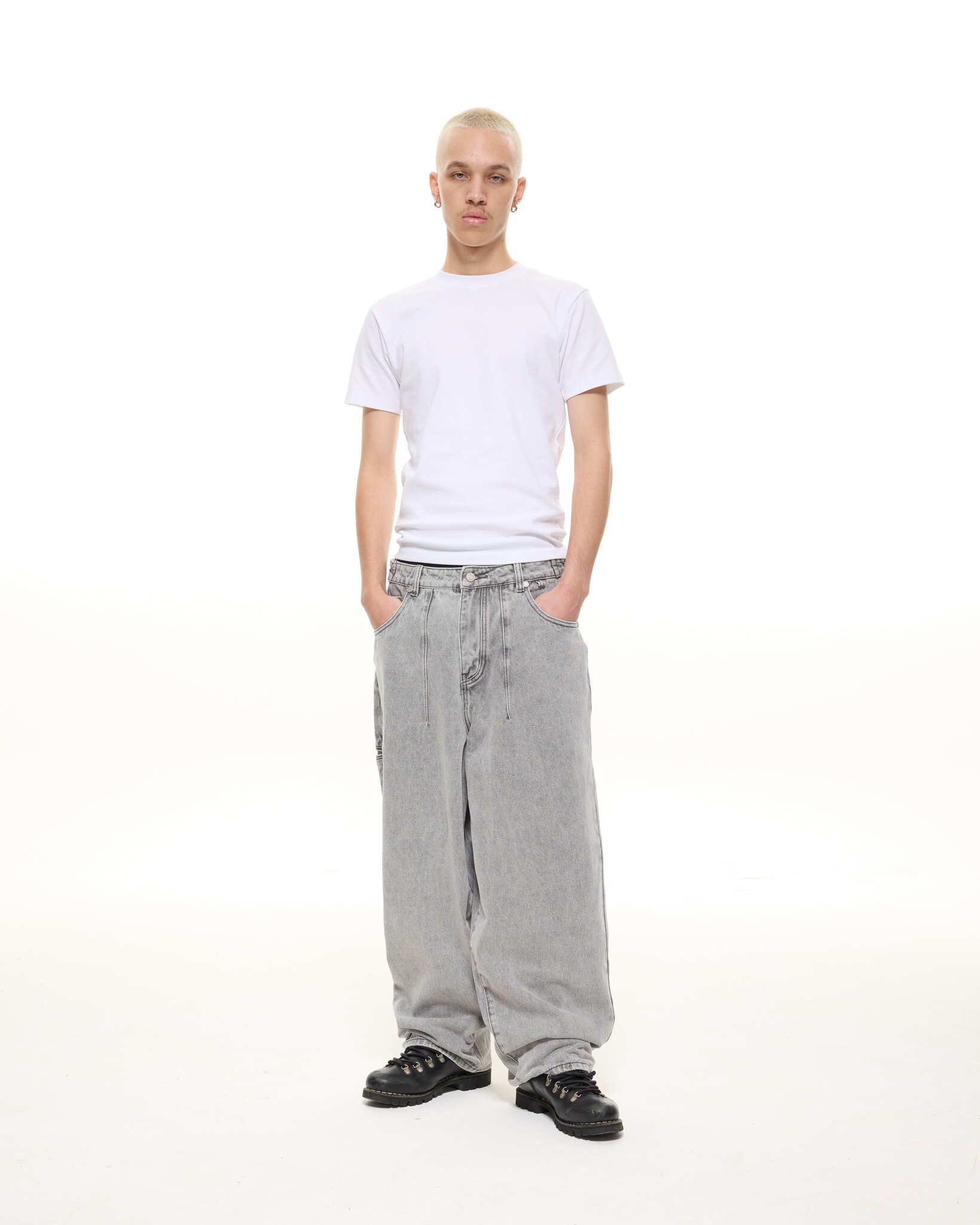 DENIM BAGGY JEANS - WASHED GREY