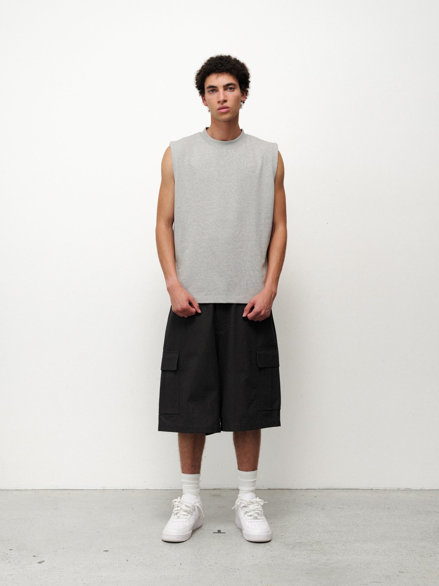 MUSCLE TEE - GREY MELANGE