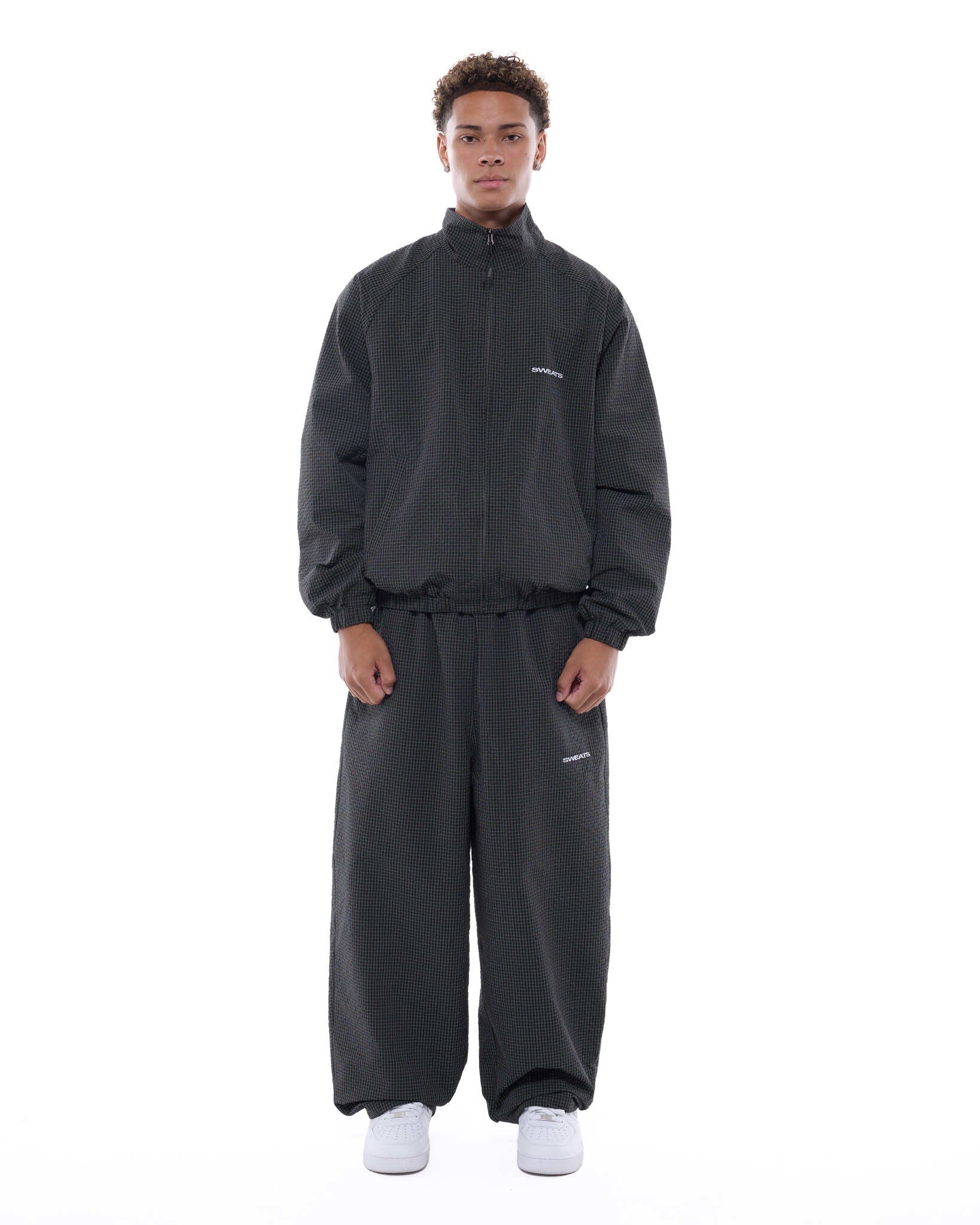 CHECKERED TRACK PANT - BLACK/WHITE