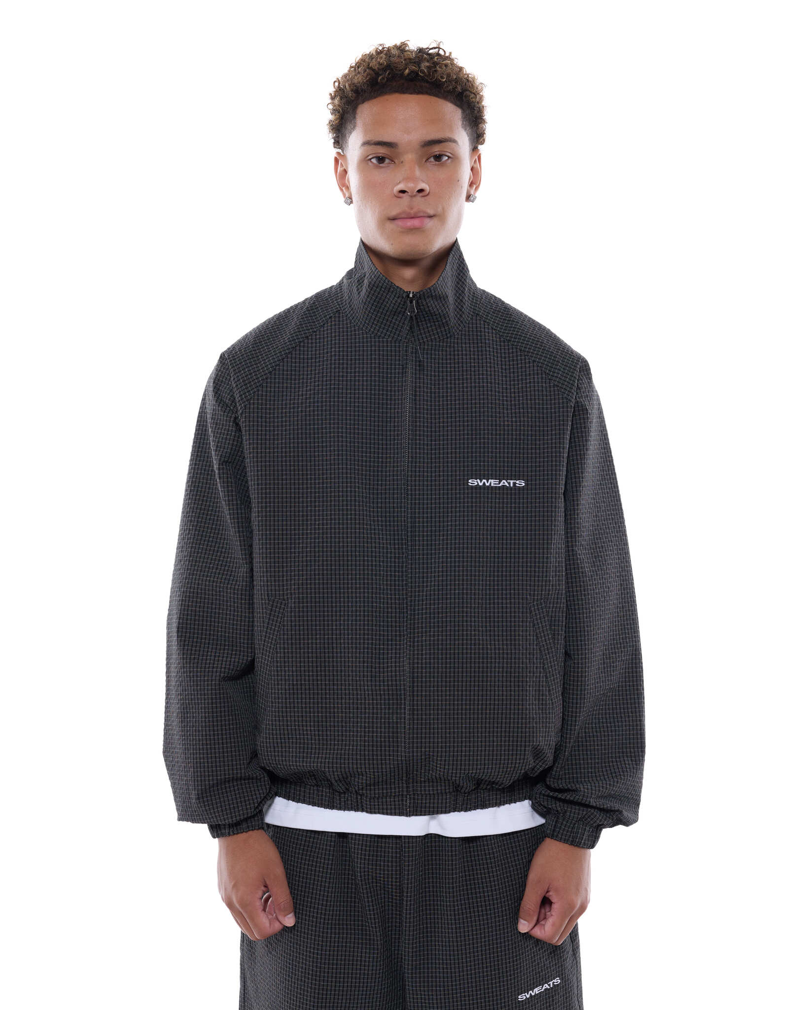 CHECKERED TRACK JACKET - BLACK/WHITE