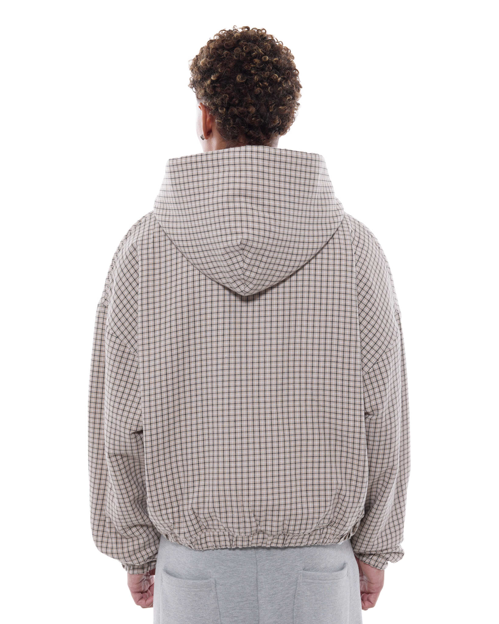 CHECKERED ZIP UP - CREAM/BLACK