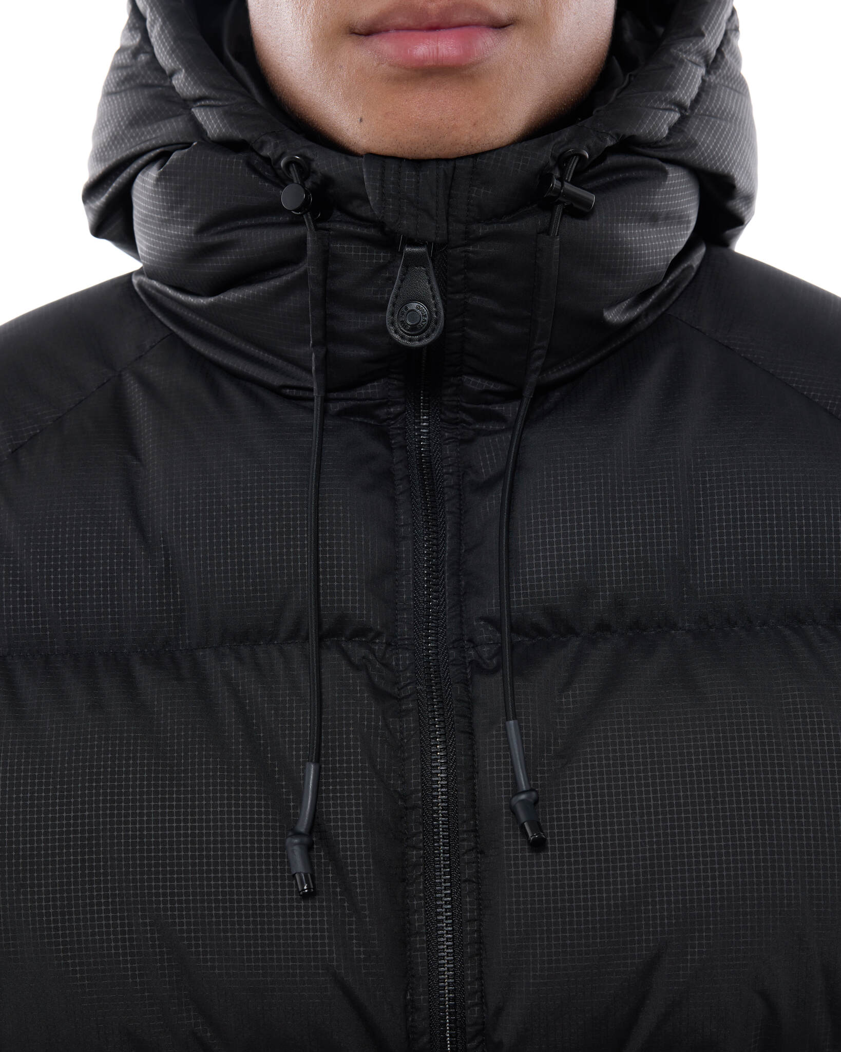 HOODED PUFFER JACKET - BLACK