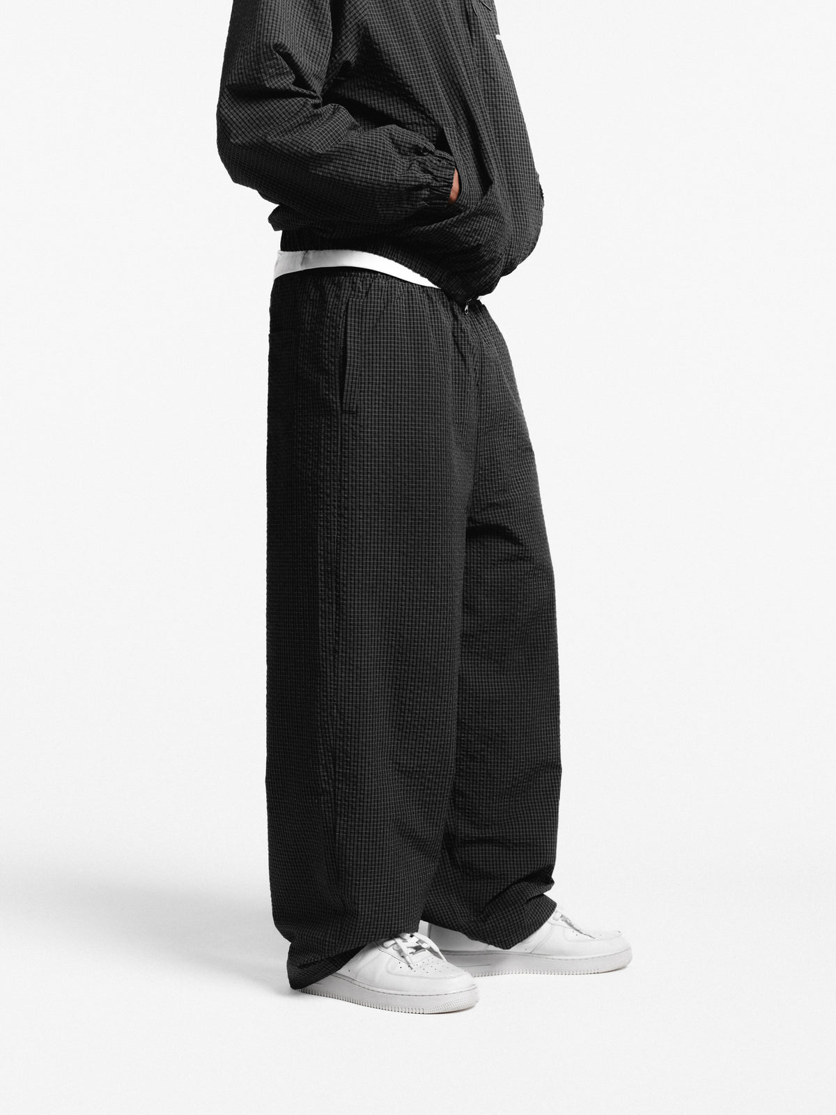 CHECKERED TRACK PANT - BLACK/WHITE