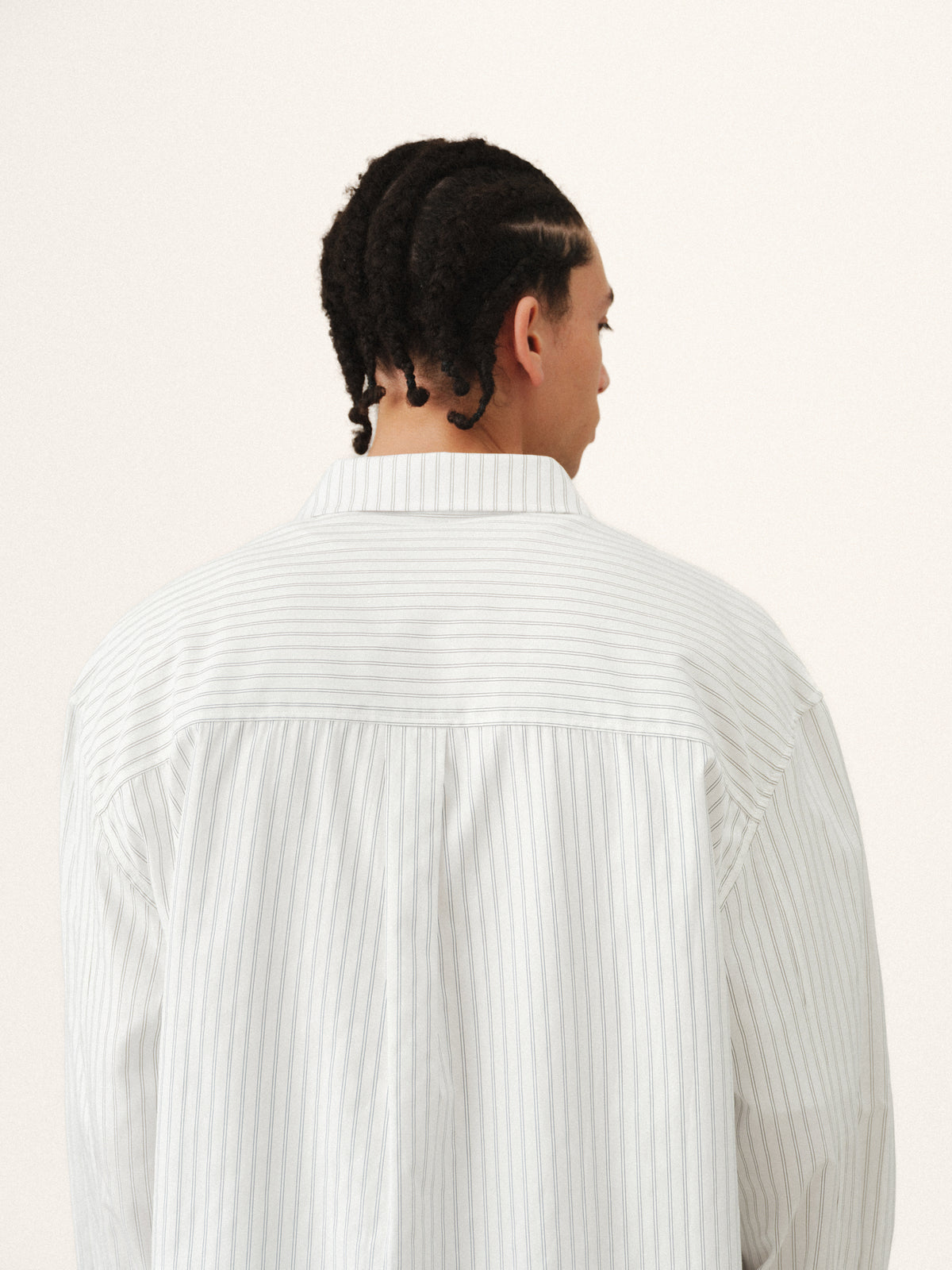STRIPED BUTTON UP - WHITE
