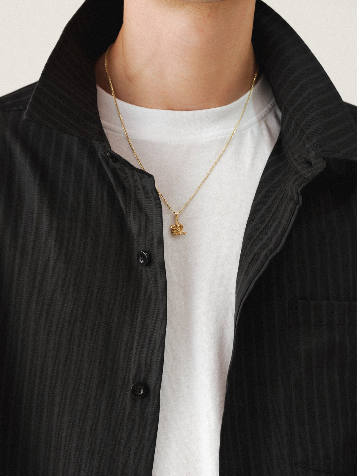 STRIPED BUTTON UP - BLACK