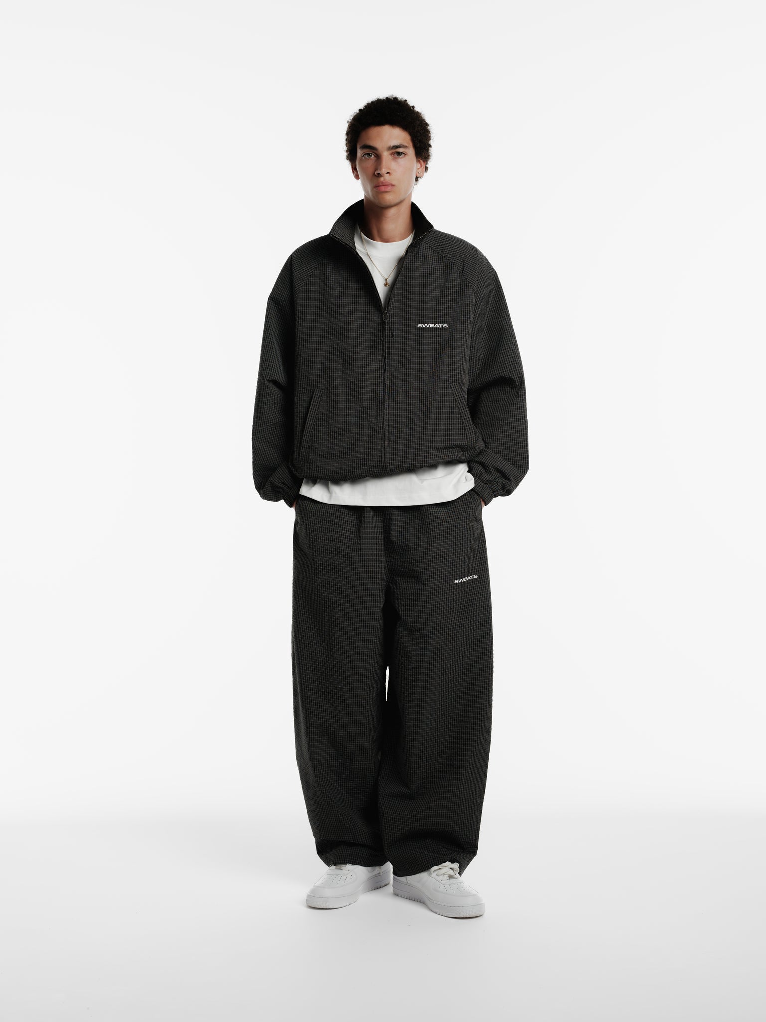 CHECKERED TRACK PANT - BLACK/WHITE