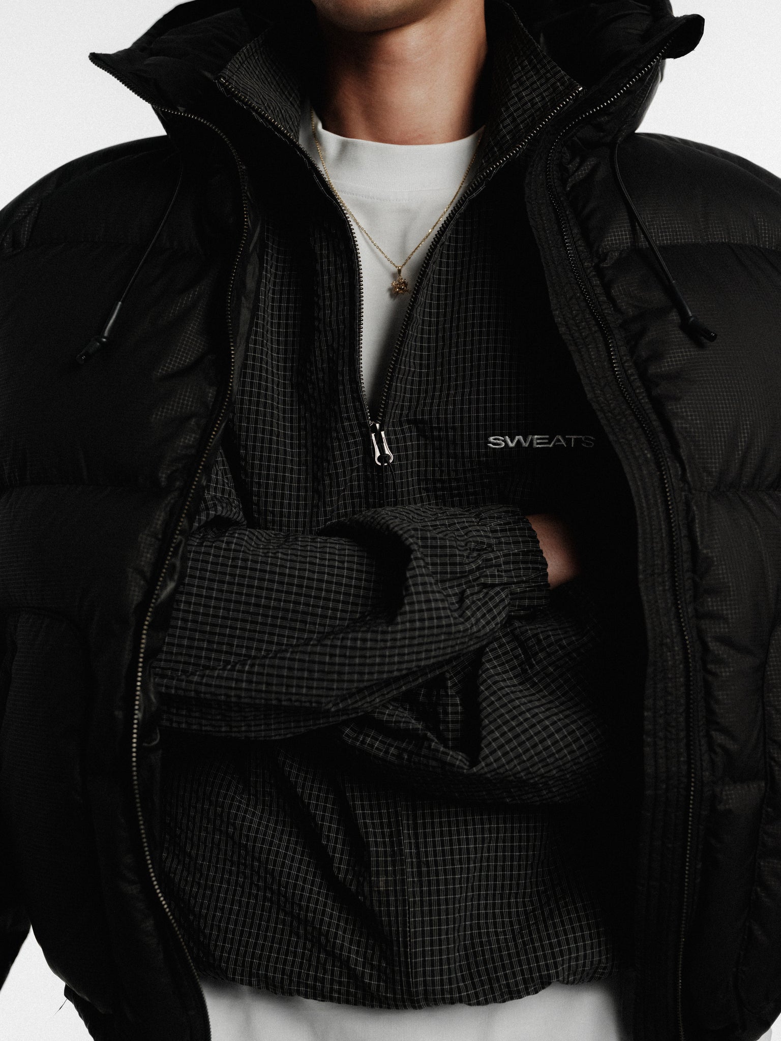 CHECKERED TRACK JACKET - BLACK/WHITE