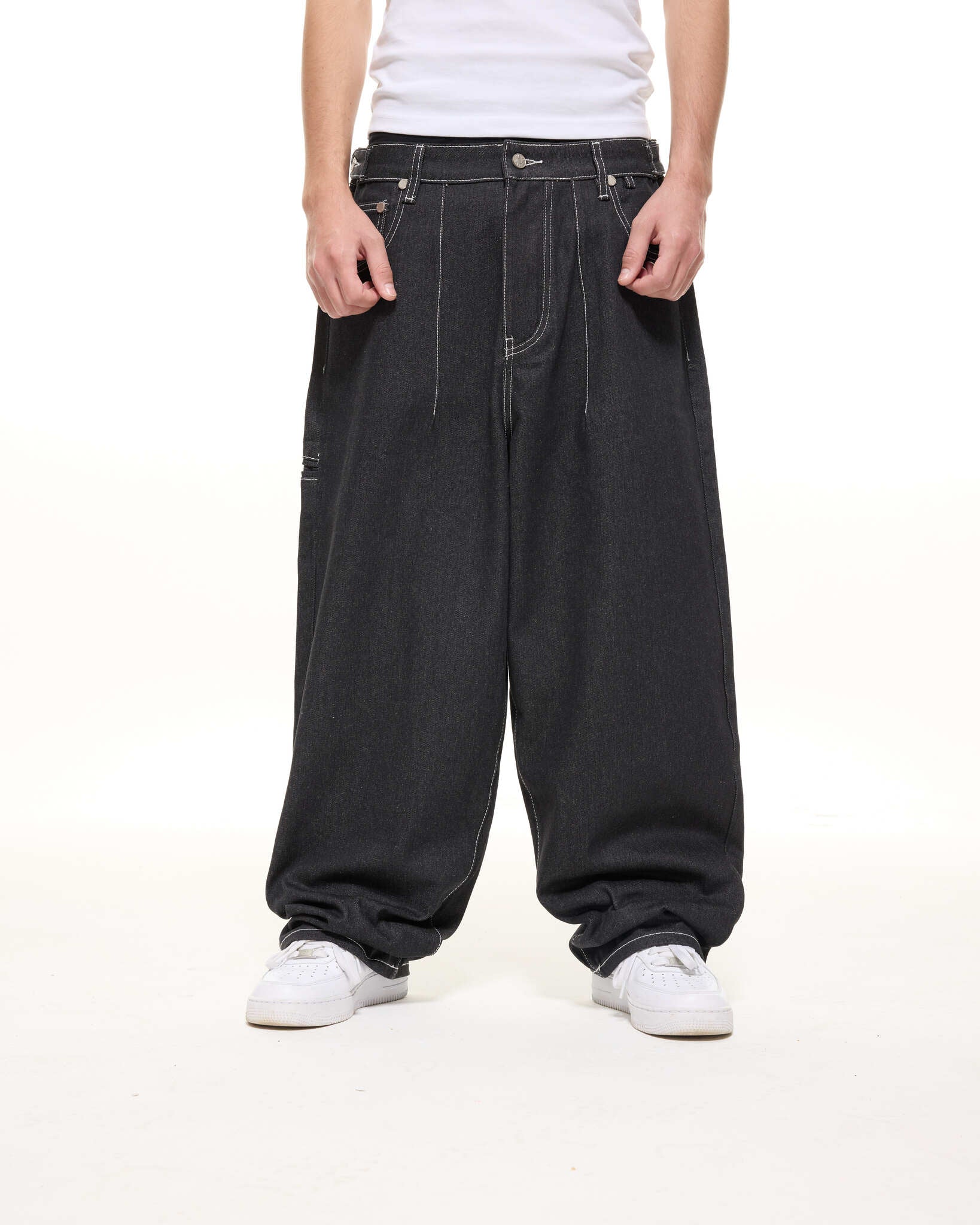 DENIM BAGGY JEANS - BLACK