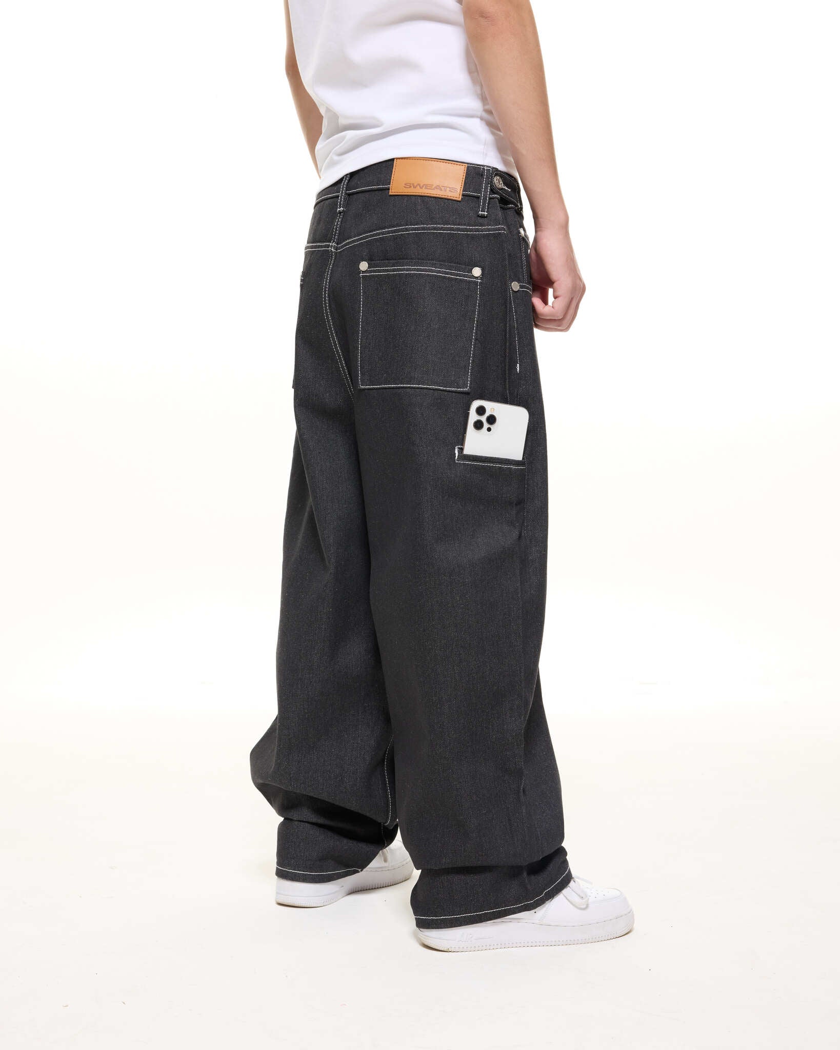 DENIM BAGGY JEANS - BLACK